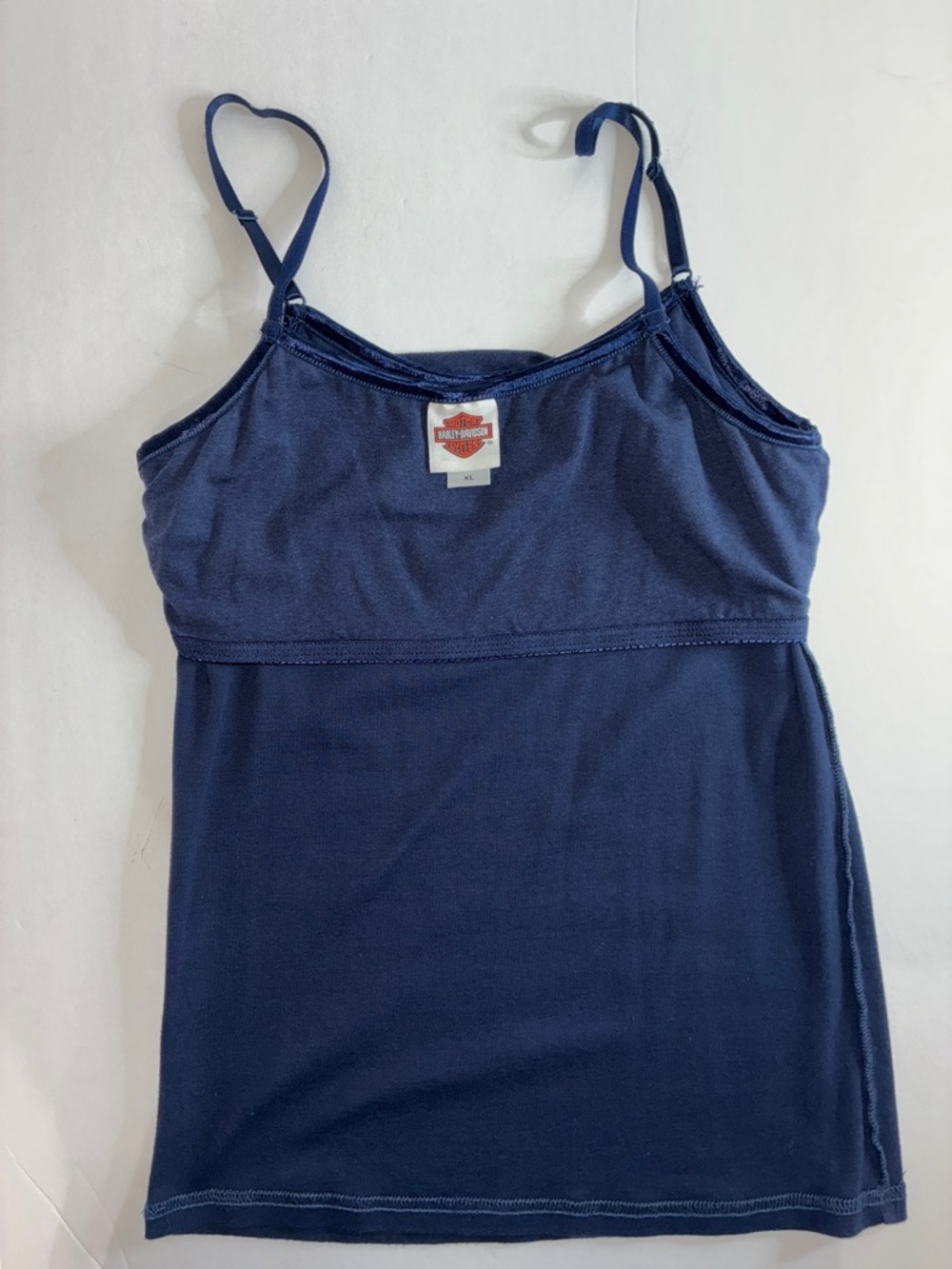 Harley-Davidson XL Women’s Dark Blue Cami  Top Silver Graphic Adjustable Straps - Picture 14 of 15